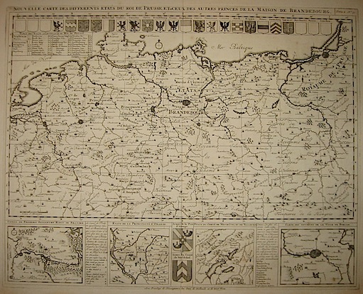 Chatelain Henri Abraham (1684-1743) Nouvelle carte des differents Etats du Roi de Prusse et de ceux des autres Princes de la Maison de Brandebourg 1721 Parigi